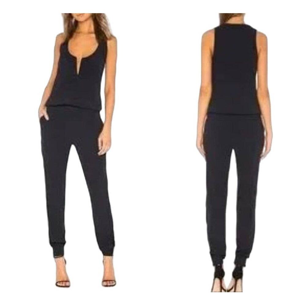 Monrow Women's Navy Blue Crepe Sleeveless‎ Jumpsuit Size Medium
